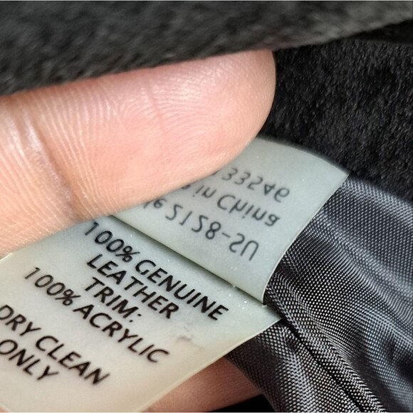 Ecru Genuine Leather acrylic in suede asymmetrical zip mix media brown coat sz M - Picture 2 of 8